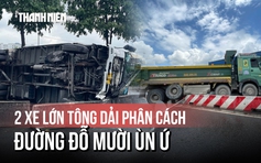 Tai nạn liên tiếp giữa mưa lớn, đường Đỗ Mười ùn ứ kéo dài