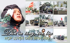 Toàn cảnh hợp luyện khí tài xe tăng, tên lửa cho lễ diễu binh A80