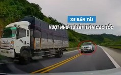 Xe bán tải vượt kiểu bất cần, ép ô tô con vào sát lề đường cao tốc