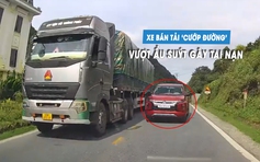 Xe bán tải 'cướp đường' vượt ẩu trên đèo, suýt gây tai nạn đối đầu