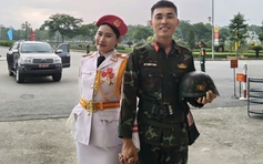 Nữ chiến sĩ vác kèn 19 kg chỉ gặp chồng 5-10 phút trong mỗi buổi diễu binh