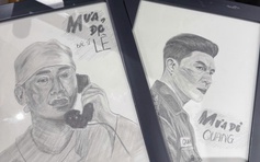 Cô gái vẽ tranh nhân vật trong phim Mưa Đỏ để giữ lại cảm xúc