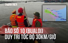 Bão số 10 (Bualoi) duy trì tốc độ 30 km/giờ trên vùng biển Quảng Trị - Đà Nẵng