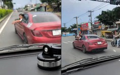 CSGT xác minh clip tài xế ô tô chèn ép xe tải ở cửa ngõ tây bắc