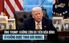 Ông Trump không còn ưu tiên hòa bình vì không được giải Nobel