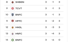 Bảng xếp hạng V-League mới nhất: Hà Nội vẫn đứng sát đáy sau HAGL, SLNA ngoạn mục leo lên tốp 3