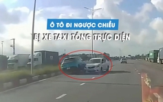 Xe taxi quyết không nhường đường ô tô đi ngược chiều, dẫn đến tai nạn đối đầu