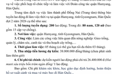 Tuyển 200 lao động phổ thông đi Hàn Quốc làm nông nghiệp, lương 38 triệu đồng/tháng