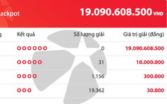 Tối 24 tháng chạp không có người trúng độc đắc Vietlott, tiền cộng dồn 19 tỉ đồng