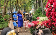 Khách Tây đi chợ hoa tết ở trung tâm TP.HCM, làm điều lạ khiến nhà vườn tò mò