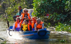 Du khách quốc tế len lỏi kênh rạch trải nghiệm tết miệt vườn miền Tây
