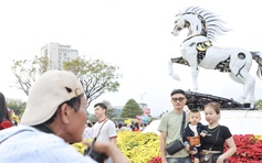 Linh vật ngựa Kim Mã 4.0 ở Đà Nẵng 'gây sốt', thợ ảnh cầu Rồng thu tiền triệu mỗi ngày