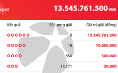 Có 16.093 người trúng Vietlott tối 1.3, tiền cộng dồn tăng 13,5 tỉ đồng
