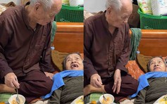 Lan tỏa trên mạng xã hội: Cụ ông U.100 bón cơm cho vợ