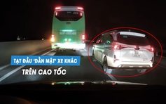 ‘Rùng rợn’ tài xế lái ô tô con tạt đầu, trả đũa xe khác trên cao tốc
