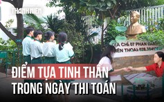 Thí sinh thi lớp 10  'nguyện cầu' và nhận socola lấy tinh thần trước giờ G