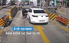 Phẫn nộ ô tô tạt đầu, giành đường vào trạm thu phí suýt gây tai nạn