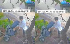 Phía sau clip người đàn ông lớn tuổi lặng lẽ treo túi đồ ăn ở xe