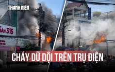  TP.HCM: Cháy dữ dội ở trụ điện trước ngân hàng đường Lương Định Của, người dân hoảng loạn