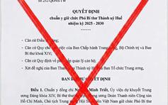Huế phát thông báo về quyết định giả mạo chuẩn y phó bí thư thành ủy