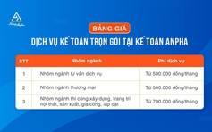 Kế toán Anpha cung cấp dịch vụ kế toán trọn gói uy tín cho doanh nghiệp