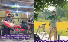 Mẹ già mỗi ngày đạp xe đến tiệm hớt tóc của con: 'Sợ nó ngồi một mình buồn'
