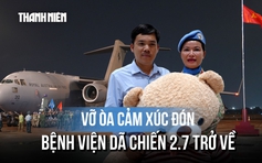 Cầm gấu bông khổng lồ đón vợ là lính mũ nồi xanh làm nhiệm vụ trở về