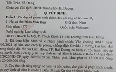 Hải Dương: Trốn khỏi nơi cách ly tập trung, người đàn ông bị phạt 20 triệu đồng