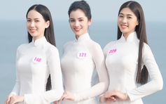 Thí sinh 'Hoa hậu Việt Nam 2020' diện áo dài trắng khoe dáng tại Vũng Tàu