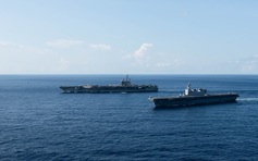 Tàu sân bay Mỹ và chiến hạm Nhật tiếp tục tập trận ở Biển Đông