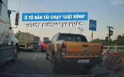 Xe bán tải coi thường luật, 'cướp làn' xe ô tô khác trên cầu: Cần phạt nghiêm!