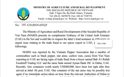 Đề nghị UAE điều tra doanh nghiệp nghi lừa đảo 5 container nông sản của Việt Nam