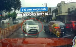 Tài xế lái xe Kia Morning chạy ngược chiều, quyết không quay đầu khi bị nhắc nhở