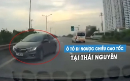 Ô tô con lại chạy ngược chiều trên cao tốc Thái Nguyên