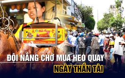 Đội nắng xếp hàng rồng rắn chờ mua heo quay, vịt quay cúng Thần tài