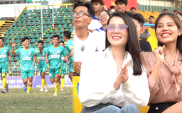 Hoa khôi Huỳnh Thúy Vi xuất hiện rạng rỡ, hòa mình vào không khí bóng đá sinh viên