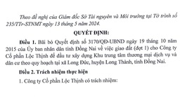 Đồng Nai: Hủy quyết định giao đất dự án khu dân cư gần 83 ha