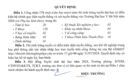 Trường ĐH Y Hà Nội công bố danh sách 178 thí sinh trúng tuyển diện tuyển thẳng