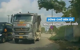 Phẫn nộ xe tải chiếm làn đường ngược chiều để dừng chờ đèn đỏ