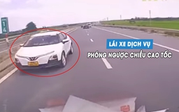 Kinh hoàng xe tải đánh lái gấp, tránh ô tô dịch vụ chạy ngược chiều cao tốc