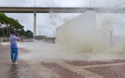 Sóng dữ sông Hàn công phá bờ kè: Thót tim cảnh người dân liều mình ghi hình