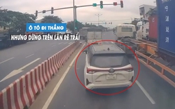 Ô tô chạy thẳng nhưng cố tình giành làn đường rẽ trái để dừng chờ đèn đỏ