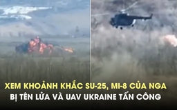 Xem UAV Ukraine suýt hạ trực thăng Nga đến cứu phi công Su-25