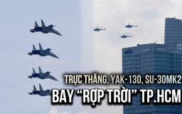 Phấn khích cảnh trực thăng, Yak-130, Su-30MK2 bay ‘rợp trời’ TP.HCM