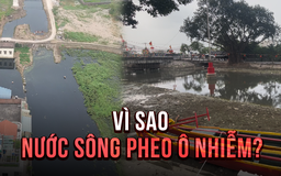 Cận cảnh nước sông Pheo đổi màu, ô nhiễm dù đã bổ cập nước sông Hồng