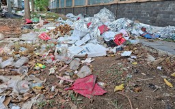 Rác tràn lan trước trường học