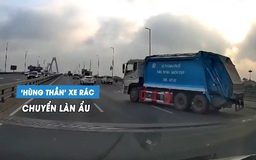 'Hung thần' xe chở rác chuyển làn ẩu, suýt gây tai nạn trên cầu