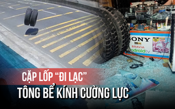 Cặp lốp xe 'đi lạc' trên quốc lộ, tông bể kính cường lực tiệm điện máy