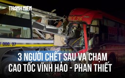 Cận cảnh đầu xe khách vỡ nát sau tai nạn trên cao tốc Vĩnh Hảo - Phan Thiết
