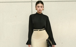 Làm mới tủ đồ công sở với quần ống rộng, váy dài và giày cao gót